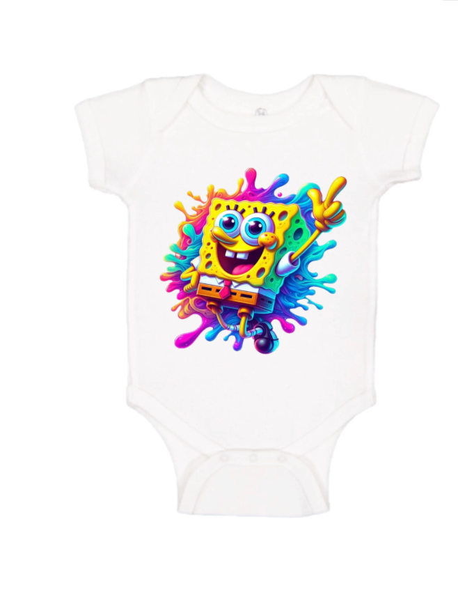 Colorful SpongeBob Baby Onesie – Fun Cartoon Bodysuit – Bright