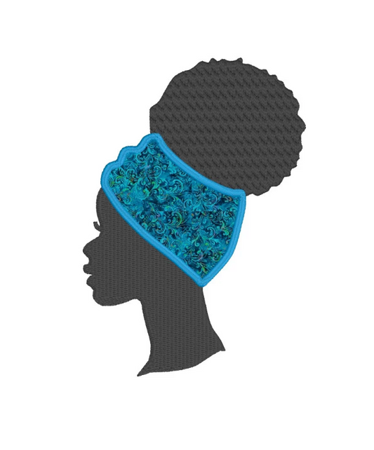 Black Woman in Head Wrap Embroidery Design