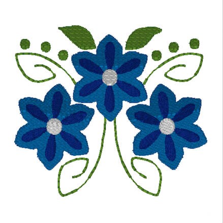 Embroidery Design of Stem Swirl Flowers