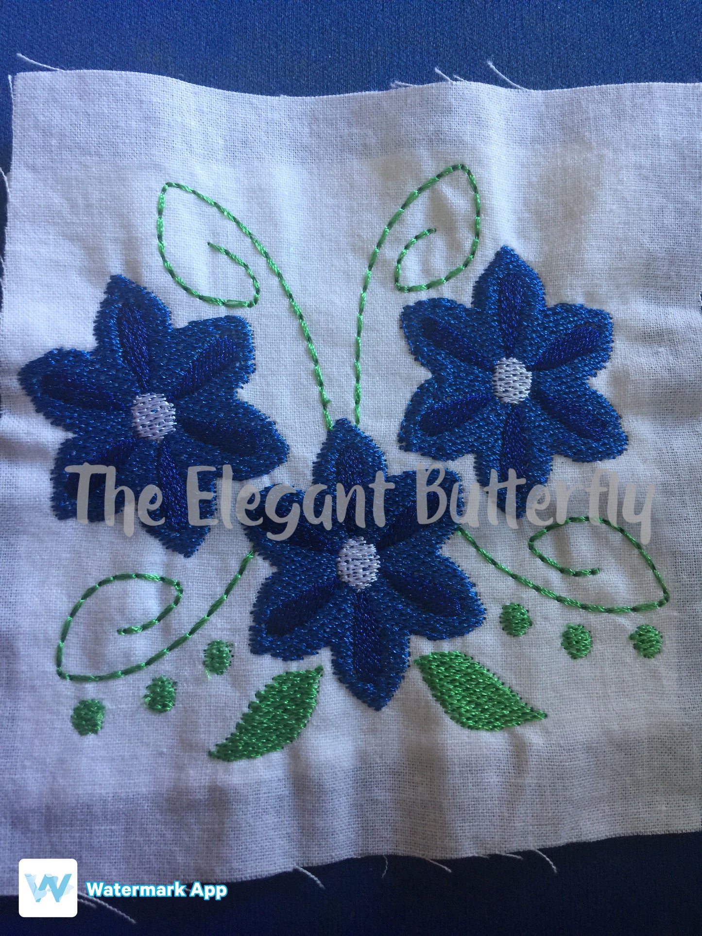 Embroidery Design of Stem Swirl Flowers