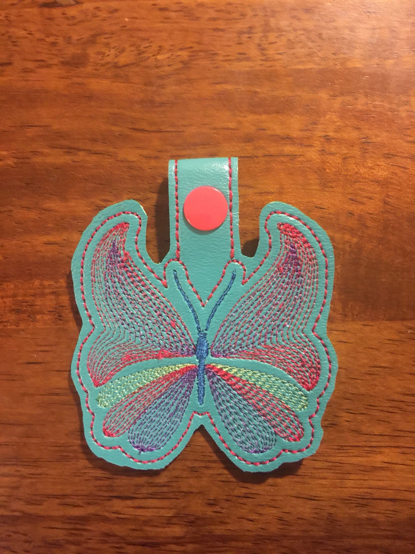 Fluttering Ribbion Butterfly snap tab Key Chain, embroidery of butterflies,Ribbon embroidery designs