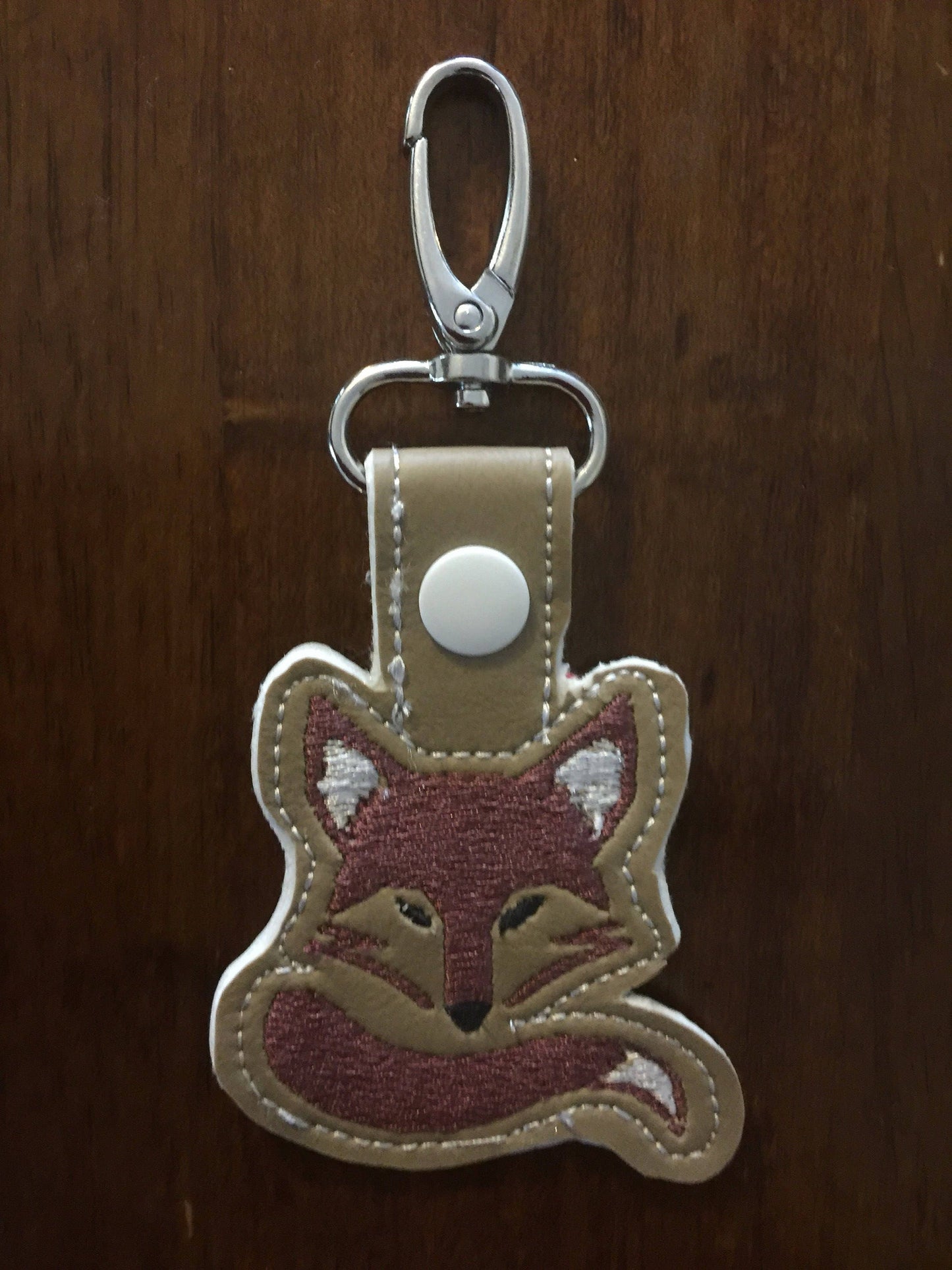 Fox Head and Tail Snap Tab In the Hoop Embroidery Design,In the Hoop Embroidery Designs,Fox in the hoop Snap Tab,Snap Tab Key Fobs