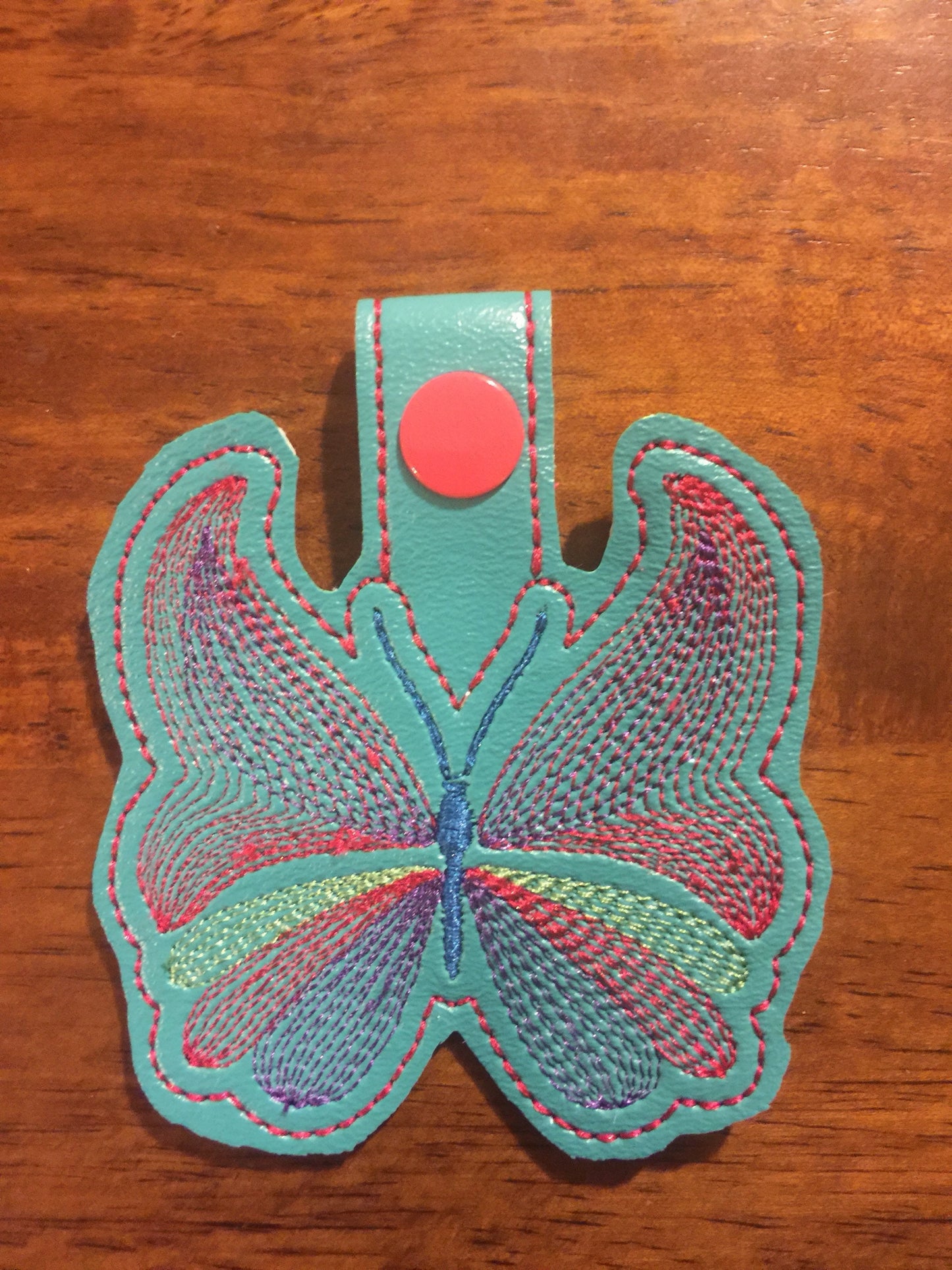Fluttering Ribbion Butterfly snap tab Key Chain, embroidery of butterflies,Ribbon embroidery designs
