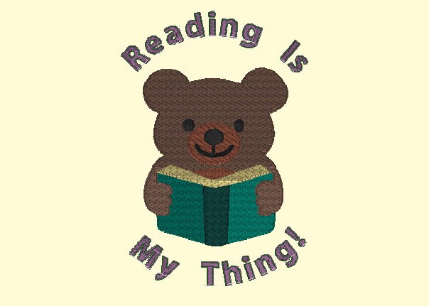 Embroidery Design of Reading Teddy bear