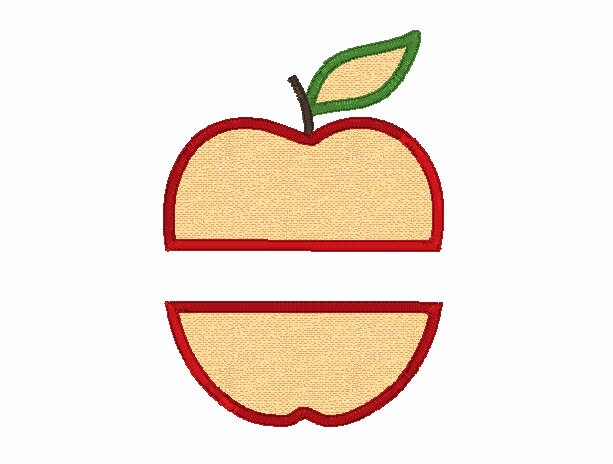 Embroidery Design of Split Apple Applique Embroidery