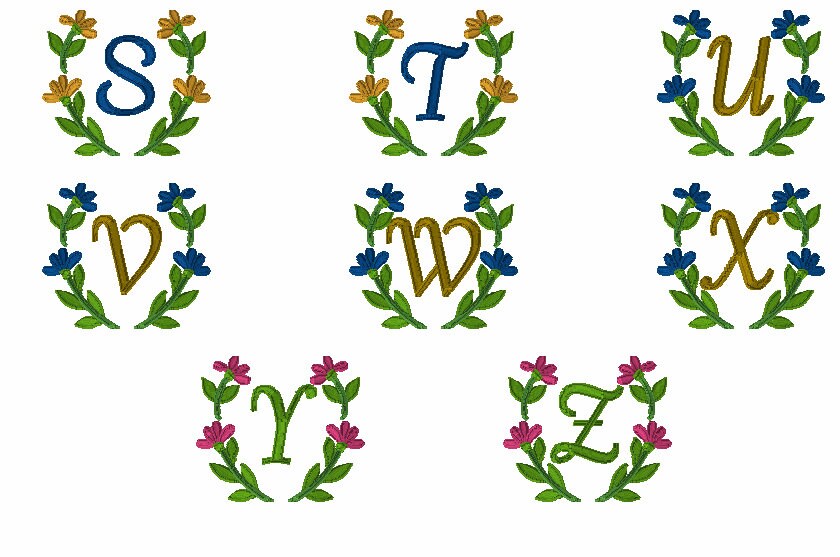 Mirror Flower Embroidery Font