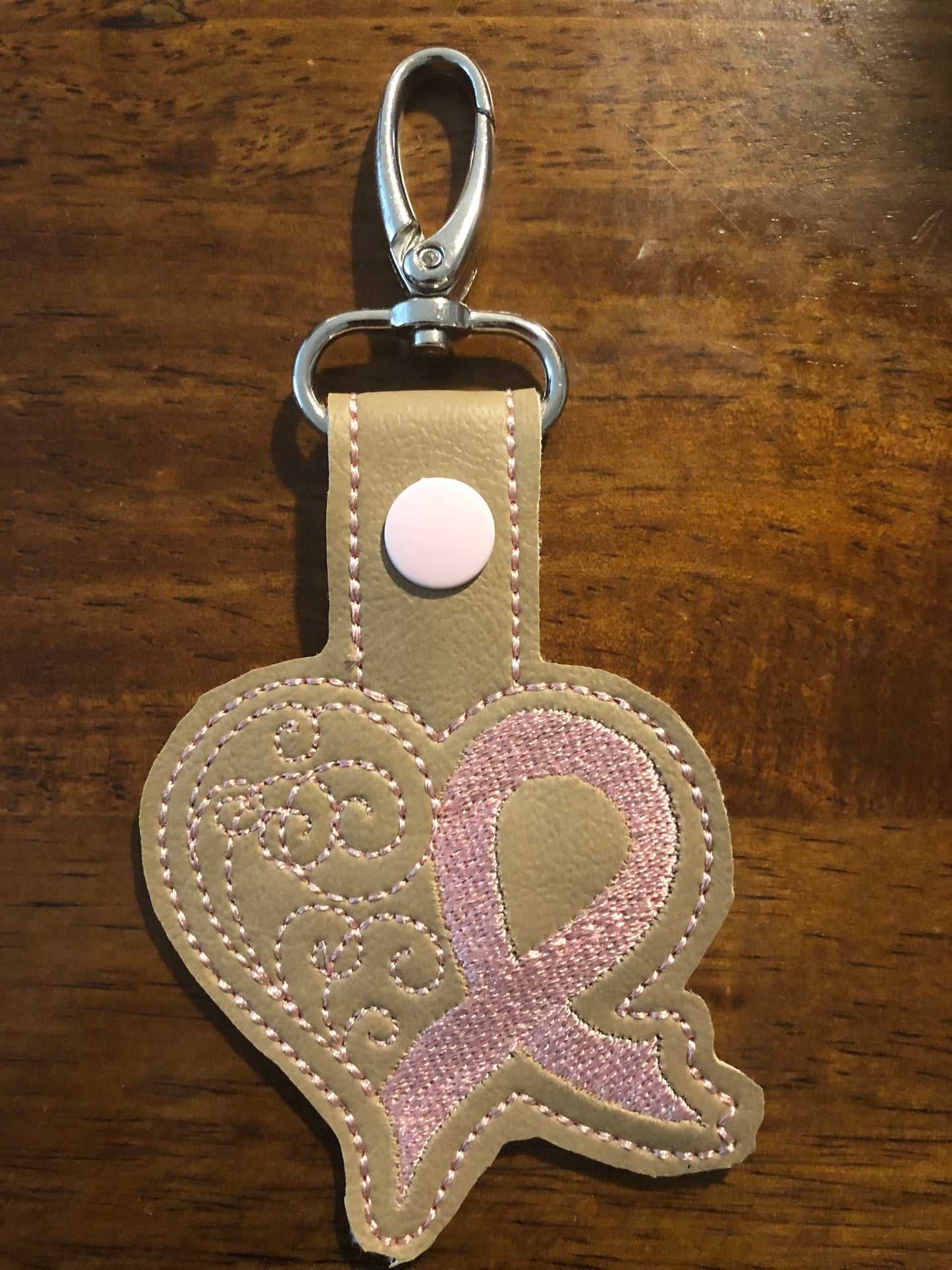 Heart Cancer Ribbon Snap Tab In the Hoop Embroidery Files,Embroidery Designs,In the Hoop Embroidery,Snapt Tab digital Files,Key Fobs