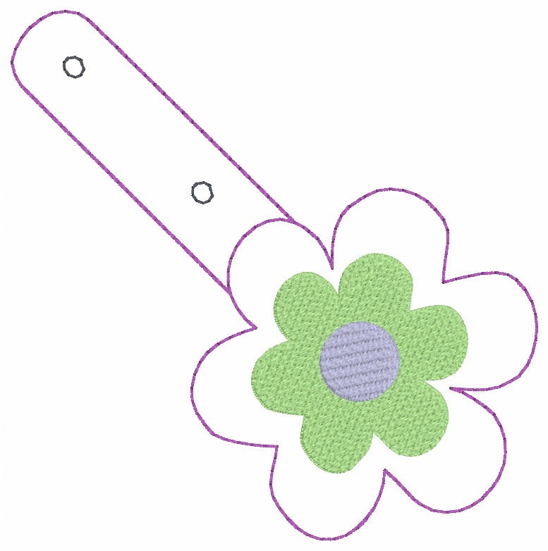 Flower snap tab Embroidery Design