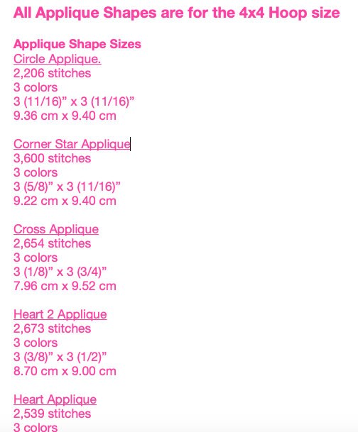 Embroidery files of Applique Shapes 12 Different Shapes