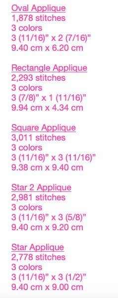 Embroidery files of Applique Shapes 12 Different Shapes