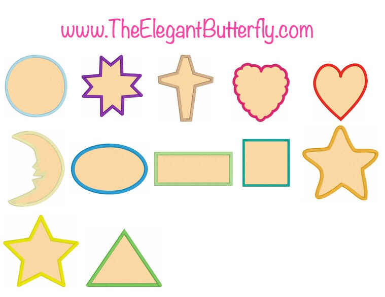 Embroidery files of Applique Shapes 12 Different Shapes
