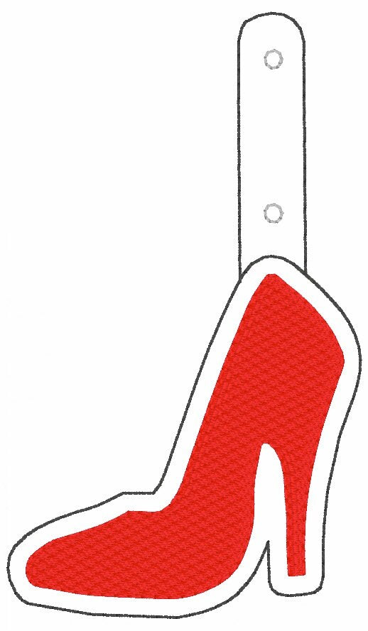 High Heel Shoe snap tab Embroidery Design