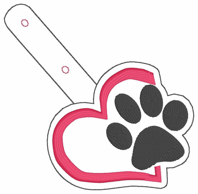 Paw Lover snap tab Embroidery Design