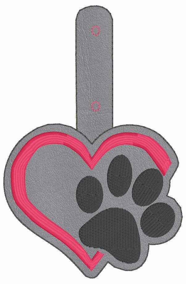 Paw Lover snap tab Embroidery Design