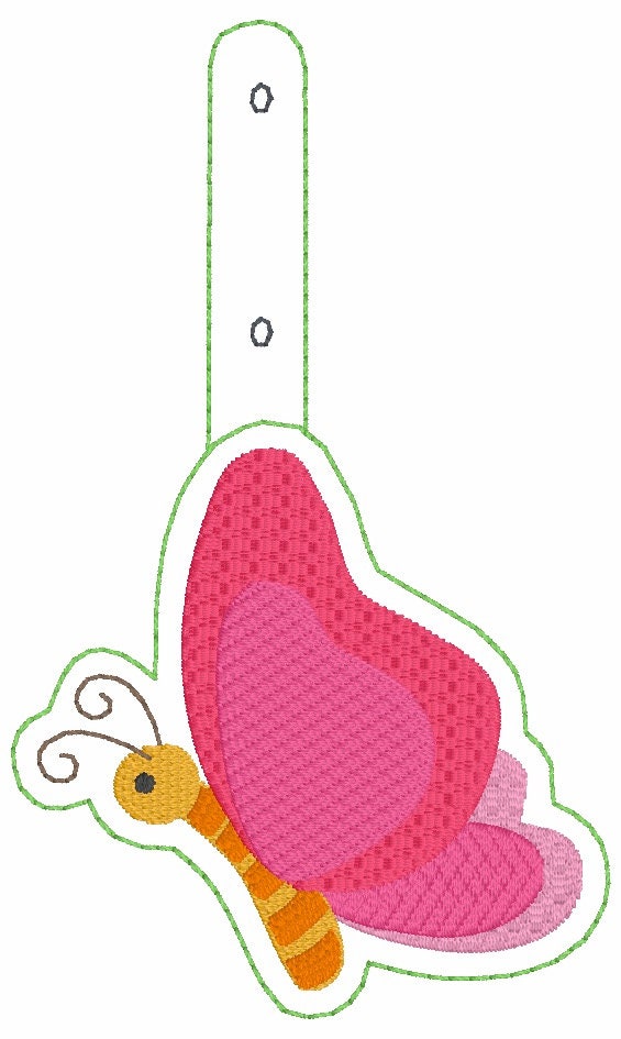 One sided Butterfly snap tab Embroidery Design