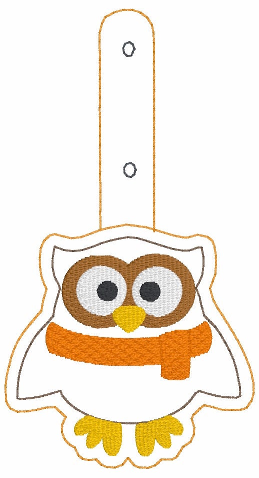 In the Hoop Fall Owl snap tab