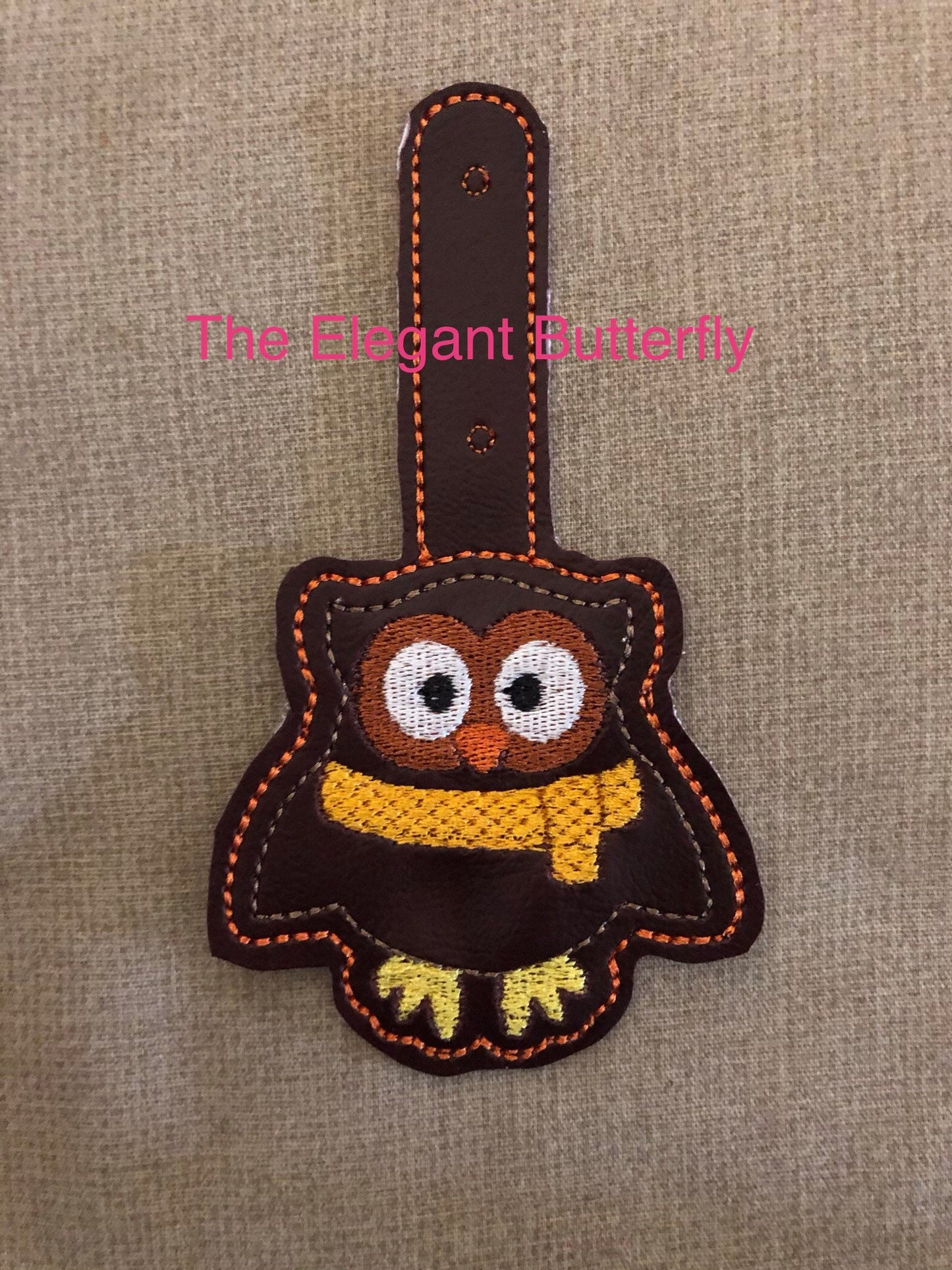 In the Hoop Fall Owl snap tab