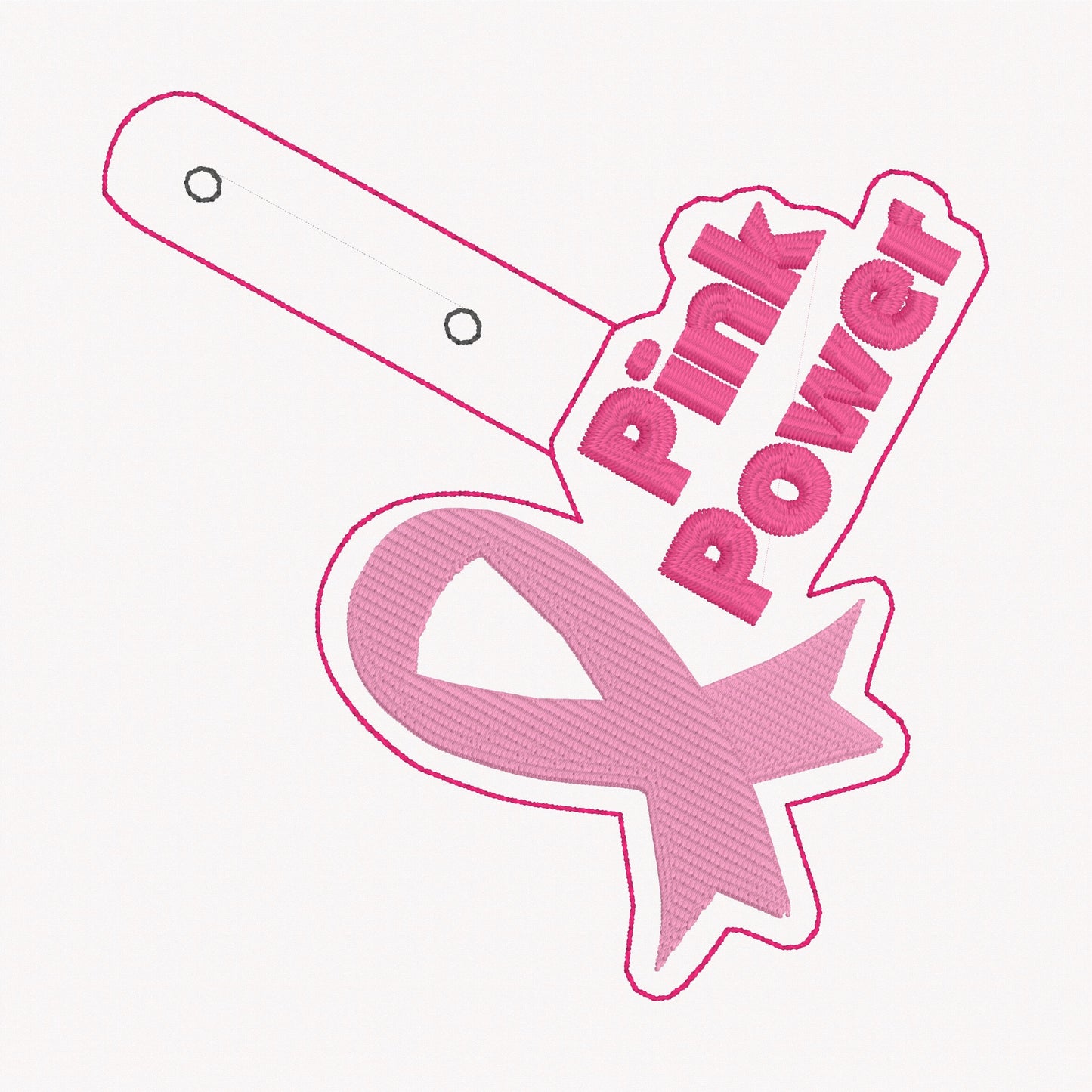 Pink Power awareness Ribbon Snap tab Embroidery Design/In The Hoop Snap Tab