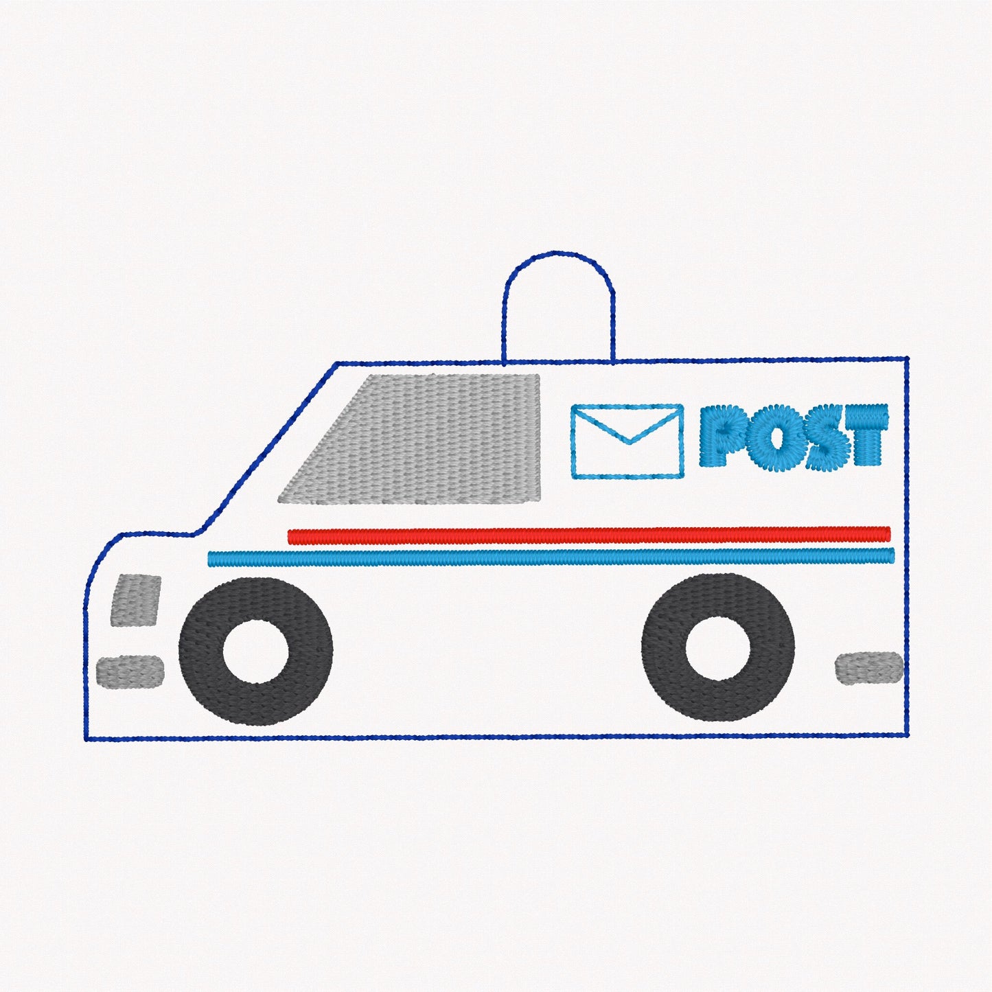 MailTruck Snap tab and Eyelet In The Hoop Embroidery Design