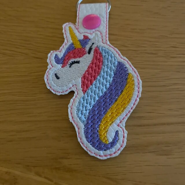 UniCorn Snap Tab Embroidery Design,In the Hoop Snap Tab,Key Fob Embroidery Designs,In the hoop Key Fobs,Embroidery Designs,UniCorn Designs