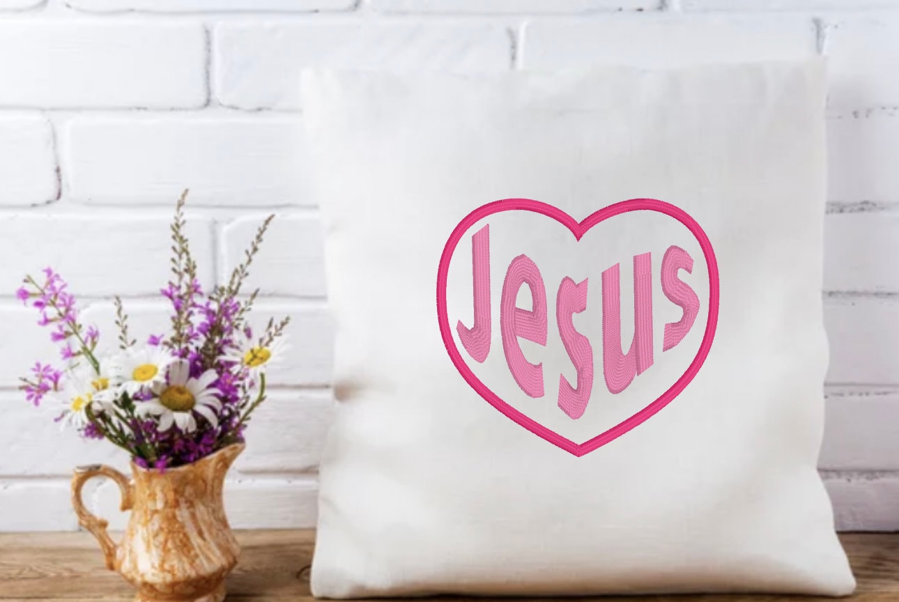 Jesus Heart Shaped Embroidery Design