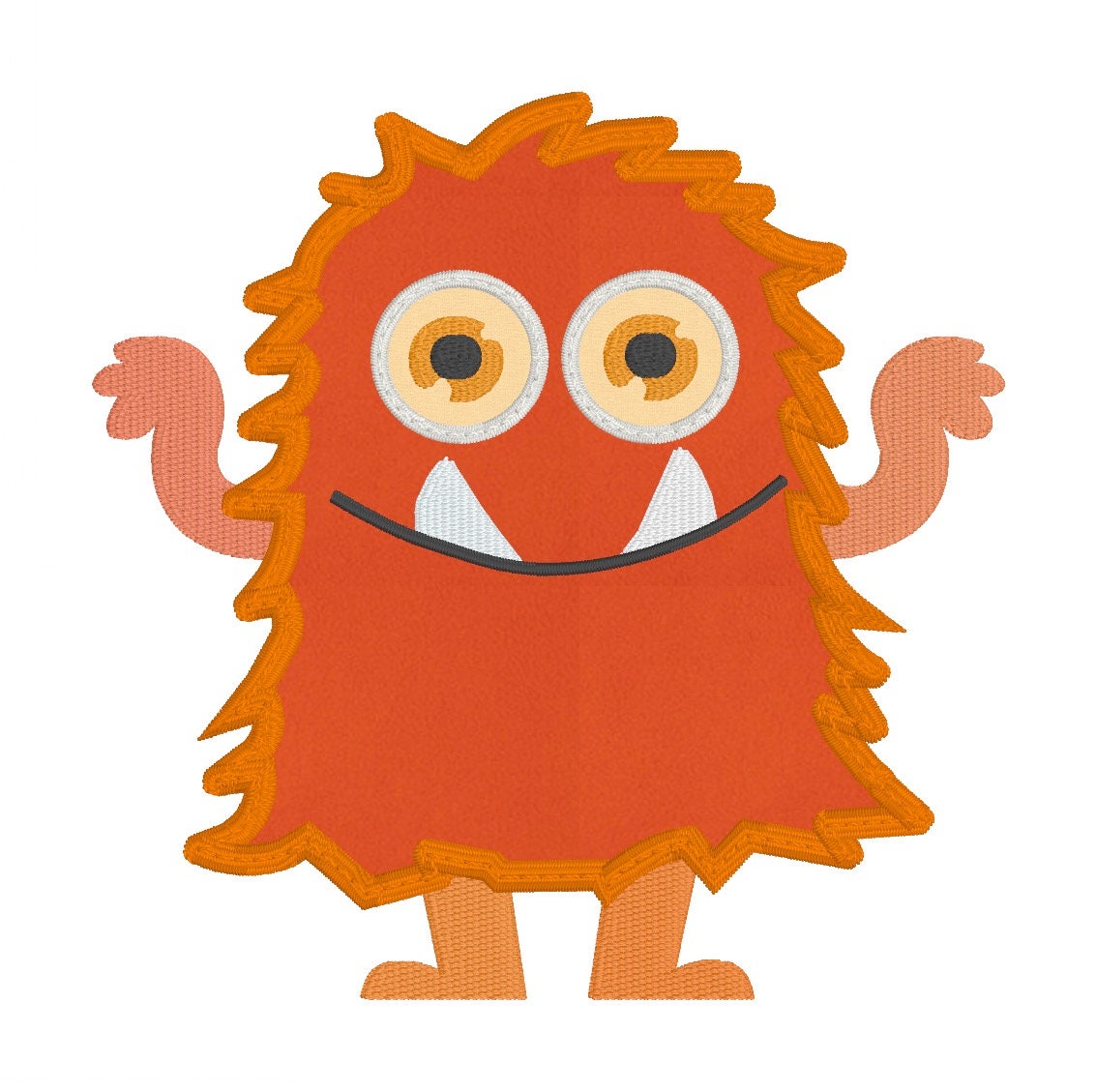 Scary Orange Monster Applique Embroidery Design