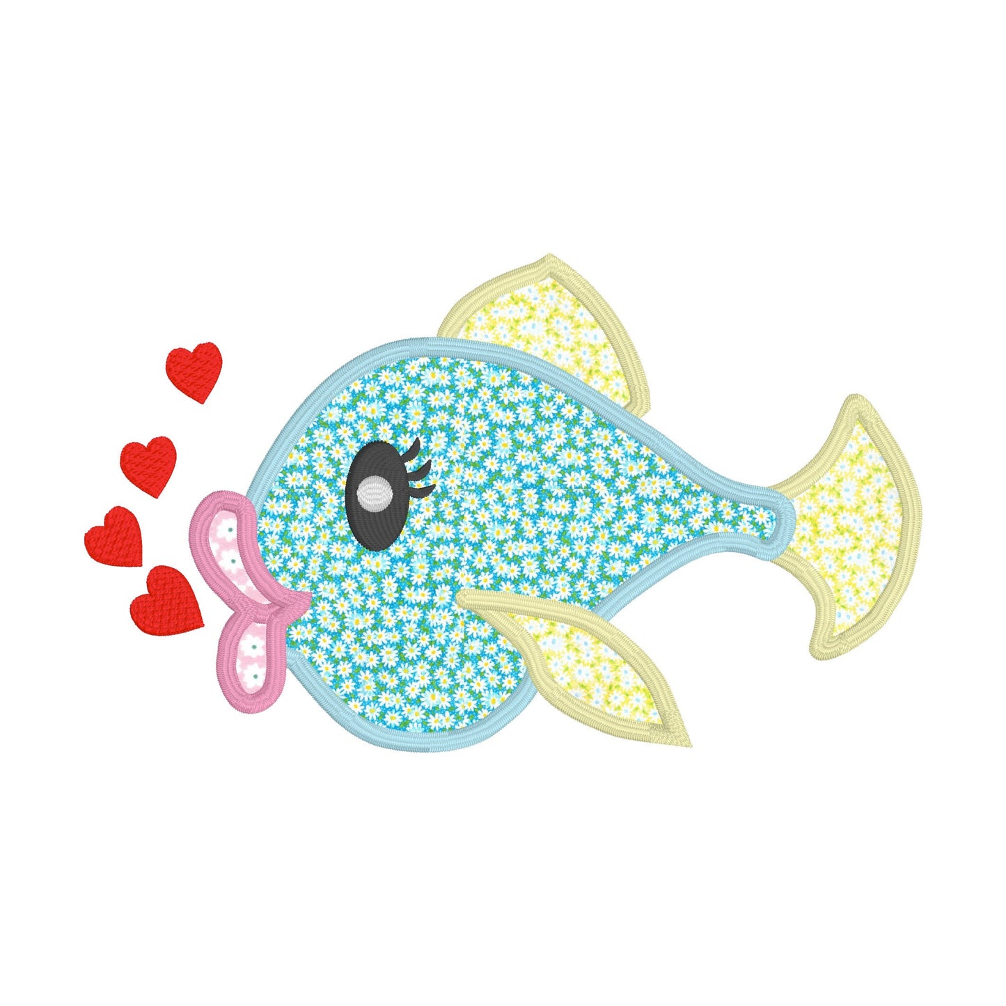 Kissing fish Design For Machine Embroidery INSTANT Download,Fish Applique, Fish Embroidery