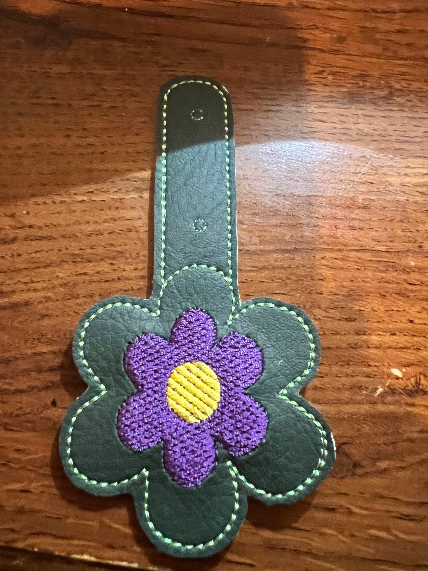 Flower snap tab Embroidery Design