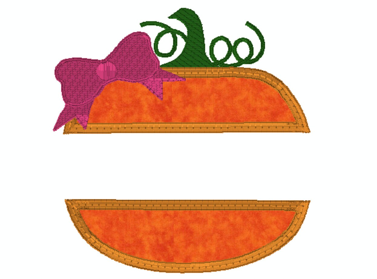 Pumpkins with Bow, Satin Applique, Machine Embroidery, Instant Download, Thanksgiving, Fall, 4x4 and 5x7