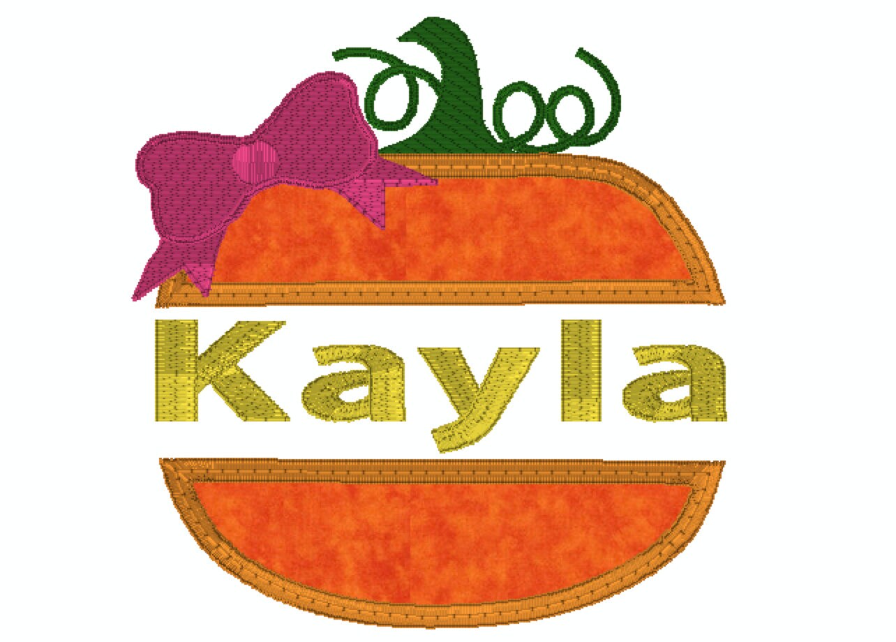 Pumpkins with Bow, Satin Applique, Machine Embroidery, Instant Download, Thanksgiving, Fall, 4x4 and 5x7