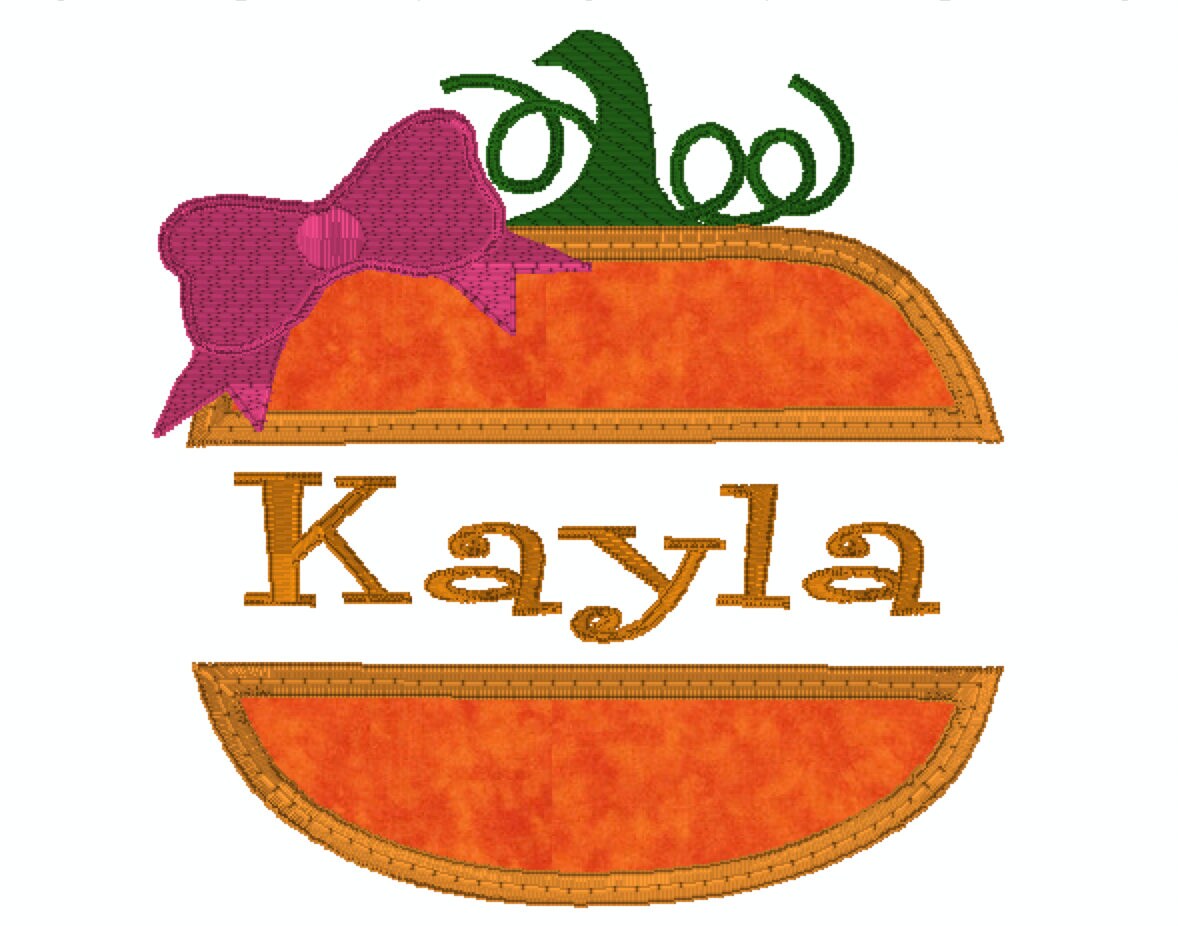 Pumpkins with Bow, Satin Applique, Machine Embroidery, Instant Download, Thanksgiving, Fall, 4x4 and 5x7