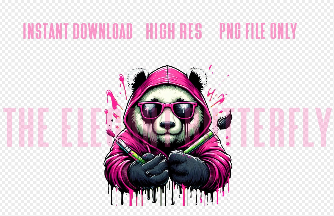 Painting Panda Bear png file/Sublimation file