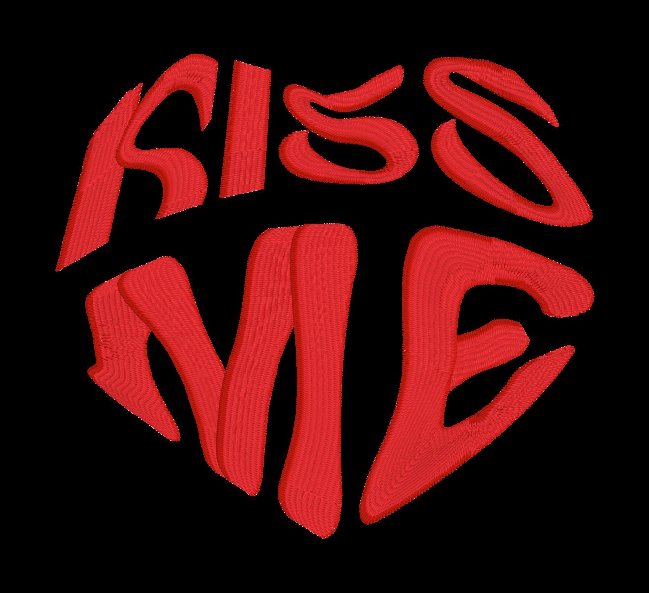 Red 'Kiss Me' Embroidery Design File - Romantic Text Art Digital Download - Bold Love Statement Patch for Valentine's & Anniversaries