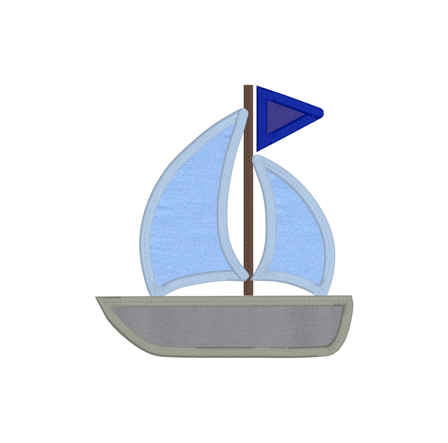 Sailboat Appliqué Machine Embroidery Design | Nautical Boat Applique File | 4x4 Hoop | Summer & Beach Embroidery Design