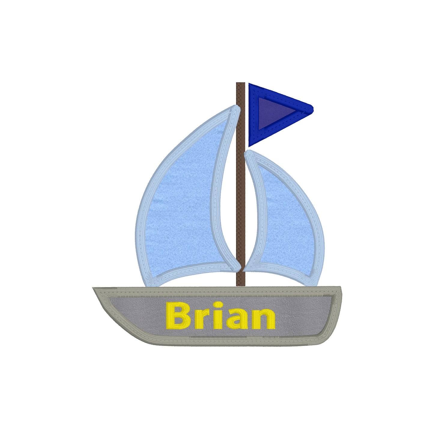 Sailboat Appliqué Machine Embroidery Design | Nautical Boat Applique File | 4x4 Hoop | Summer & Beach Embroidery Design