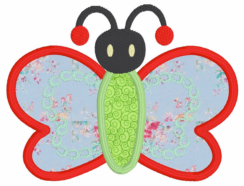 Butterfly Appliqué with Decorative Wing Motif Machine Embroidery Design – 4×4 Hoop Digital Download