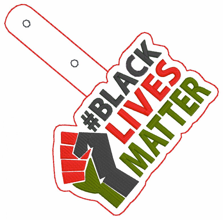 Black Lives Matter Faux Leather Snap Tab Keychain – Embroidered BLM Backpack Charm | Handmade Key Fob