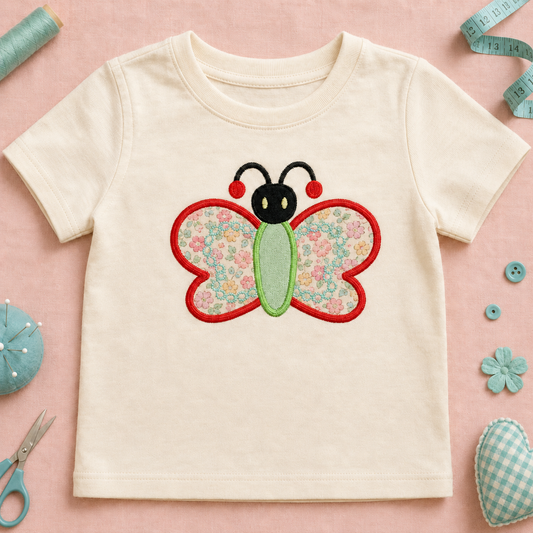 Butterfly Appliqué with Decorative Wing Motif Machine Embroidery Design – 4×4 Hoop Digital Download