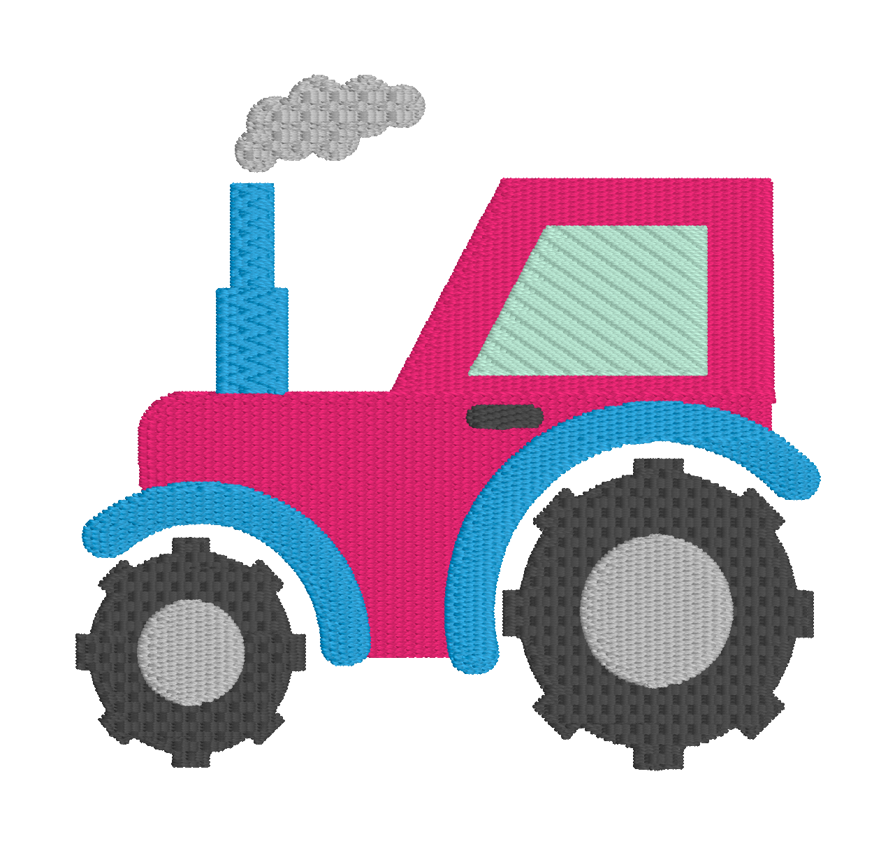 Cute Pink Tractor Embroidery Design – Farm Tractor Machine Appliqué – Kids Barnyard Embroidery Pattern