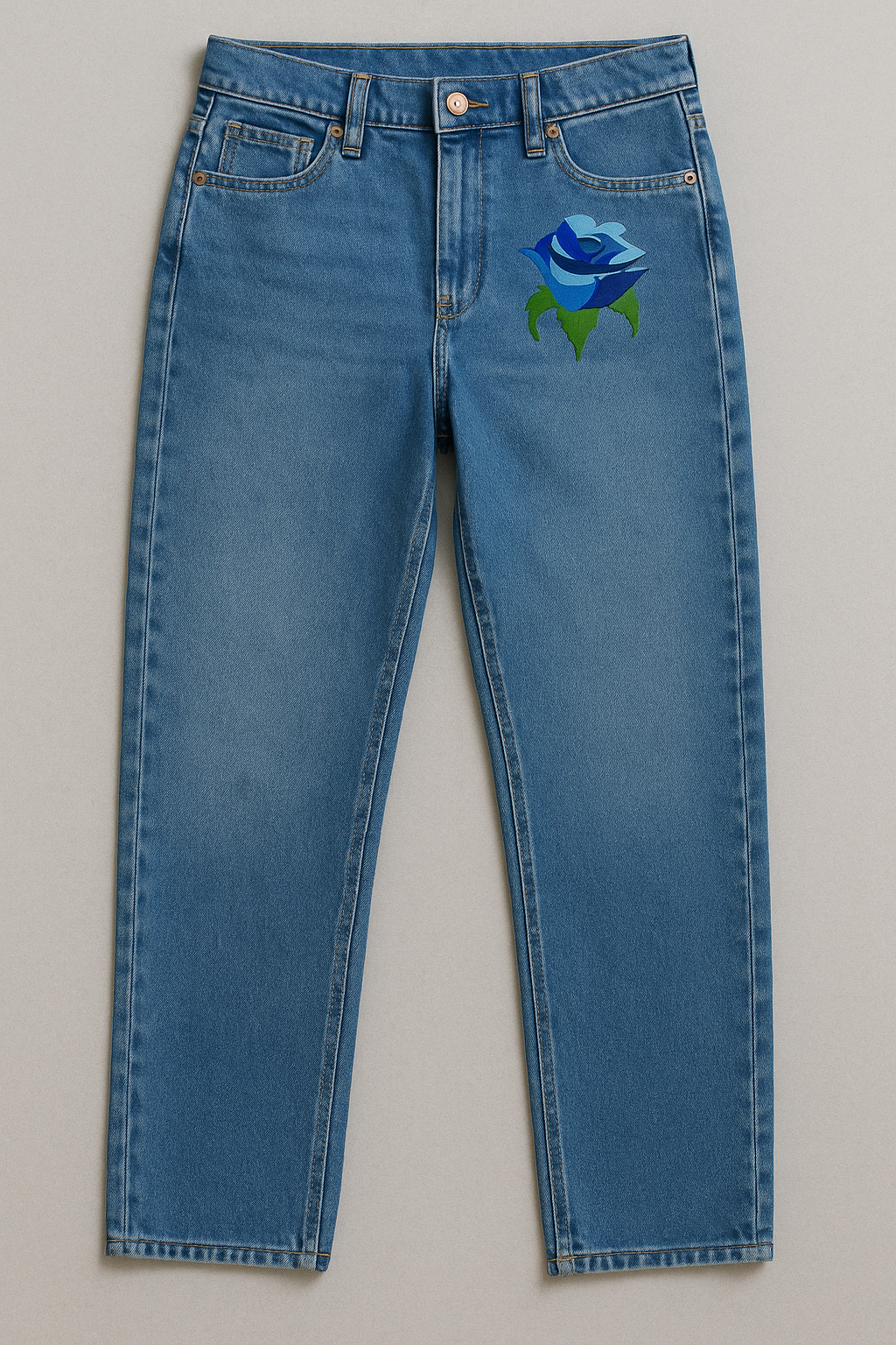 Blue Rose Embroidery Design