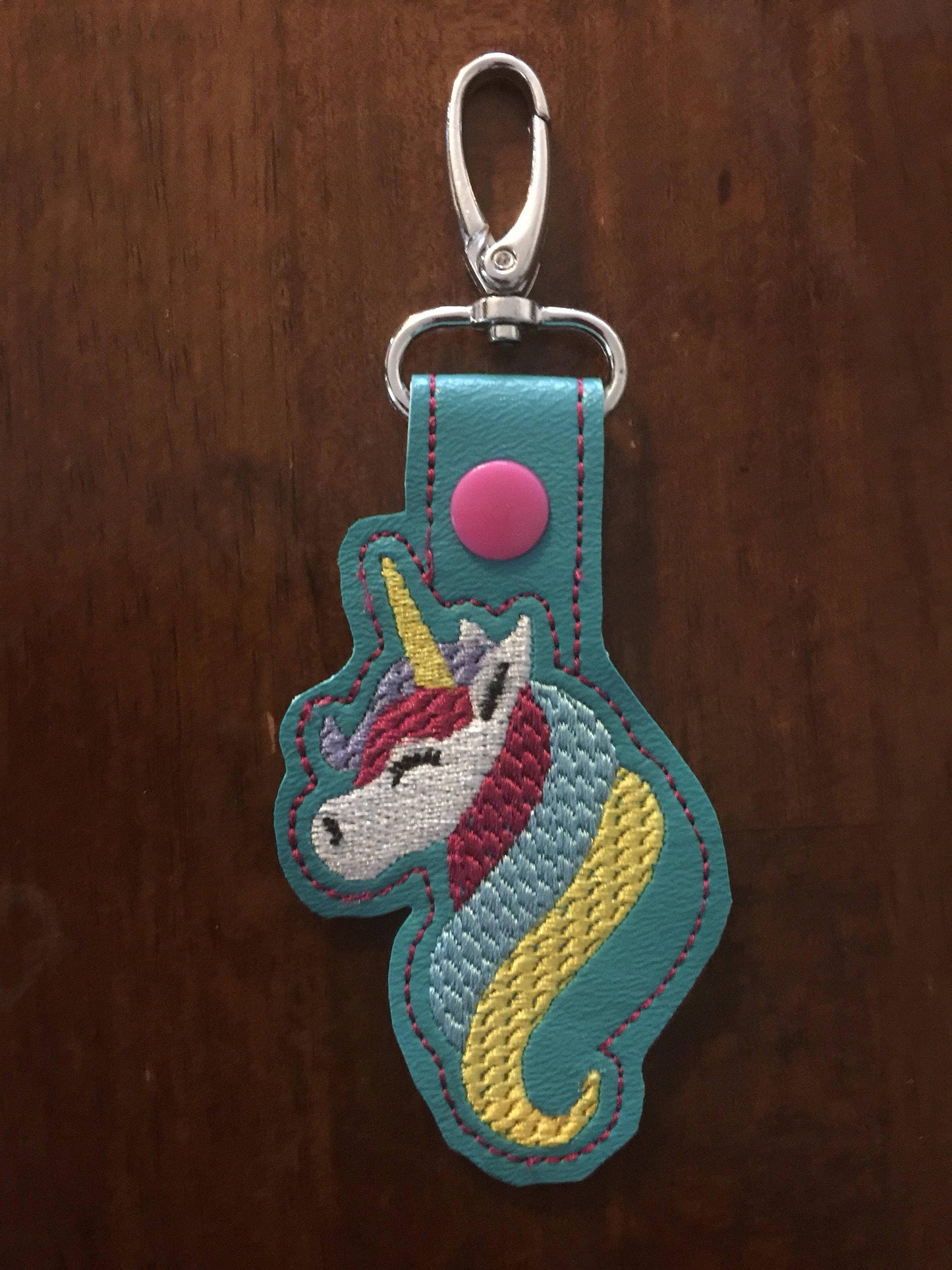 UniCorn Snap Tab Embroidery Design,In the Hoop Snap Tab,Key Fob Embroidery Designs,In the hoop Key Fobs,Embroidery Designs,UniCorn Designs