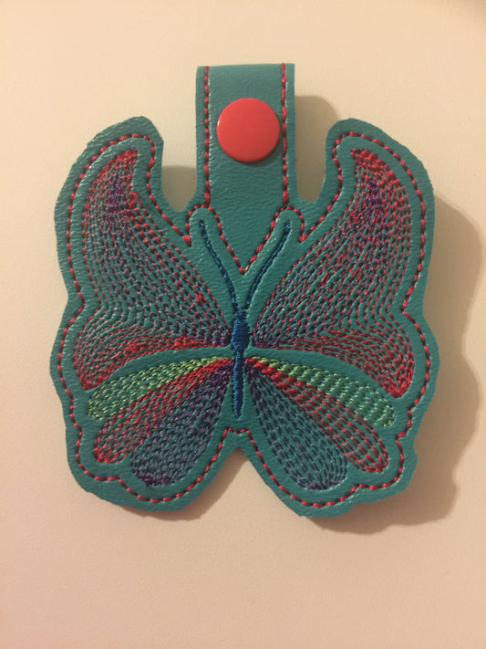 Fluttering Ribbion Butterfly snap tab Key Chain, embroidery of butterflies,Ribbon embroidery designs