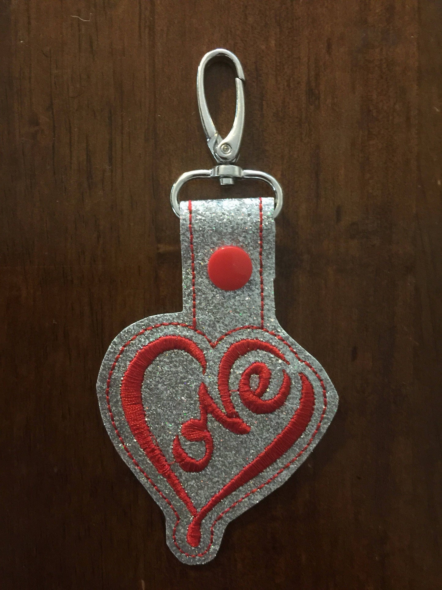 Heart Spelled Loved Snap Tab Embroidery Design,In the Hoop Key Fobs,Snap Tab in the hoop designs,Key Fobs Embroidery Designs
