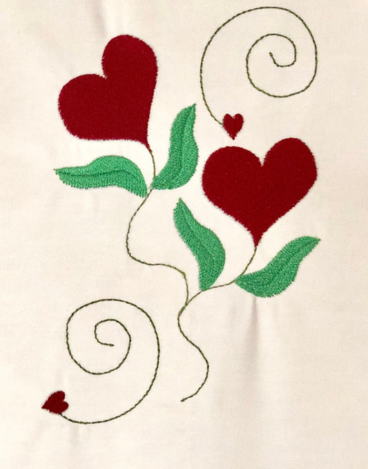 Embroidery Design of Roses are Hearts Embroidery Design