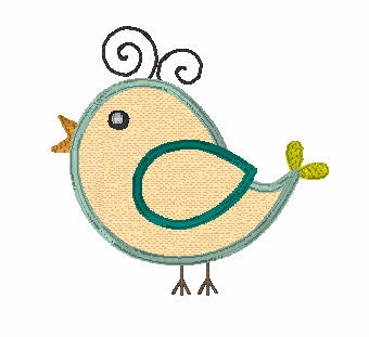 Embroidery Design of Swirly Bird Applique