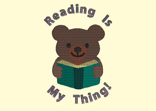 Embroidery Design of Reading Teddy bear