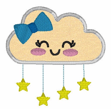 Embroidery Design of Smiling Cloud Applique