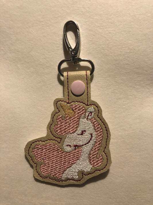 Pink Hair UniCorn Snap Tab Embroidery In the Hoop Design,UniCorn Snap Tabs,Snap Tab Key Fobs,In the Hoop Embroidery Designs,In the Hoop