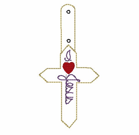 I Love Jesus Cross Snap Tab Embroidery Files