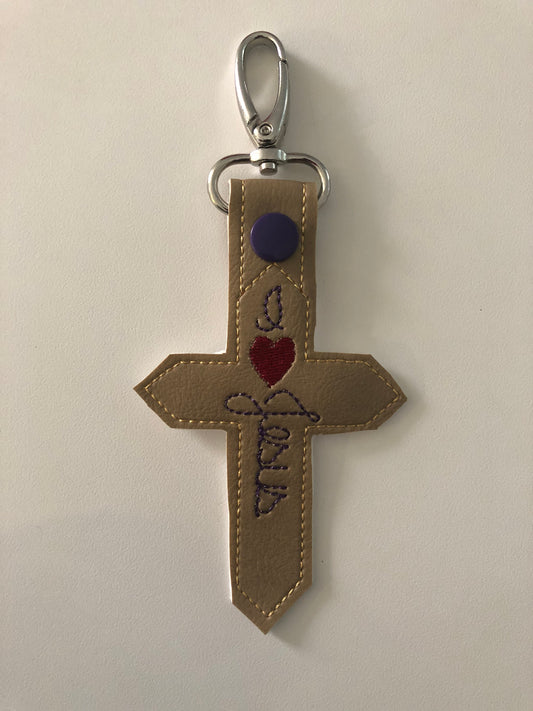 I Love Jesus Cross Snap Tab Embroidery Files